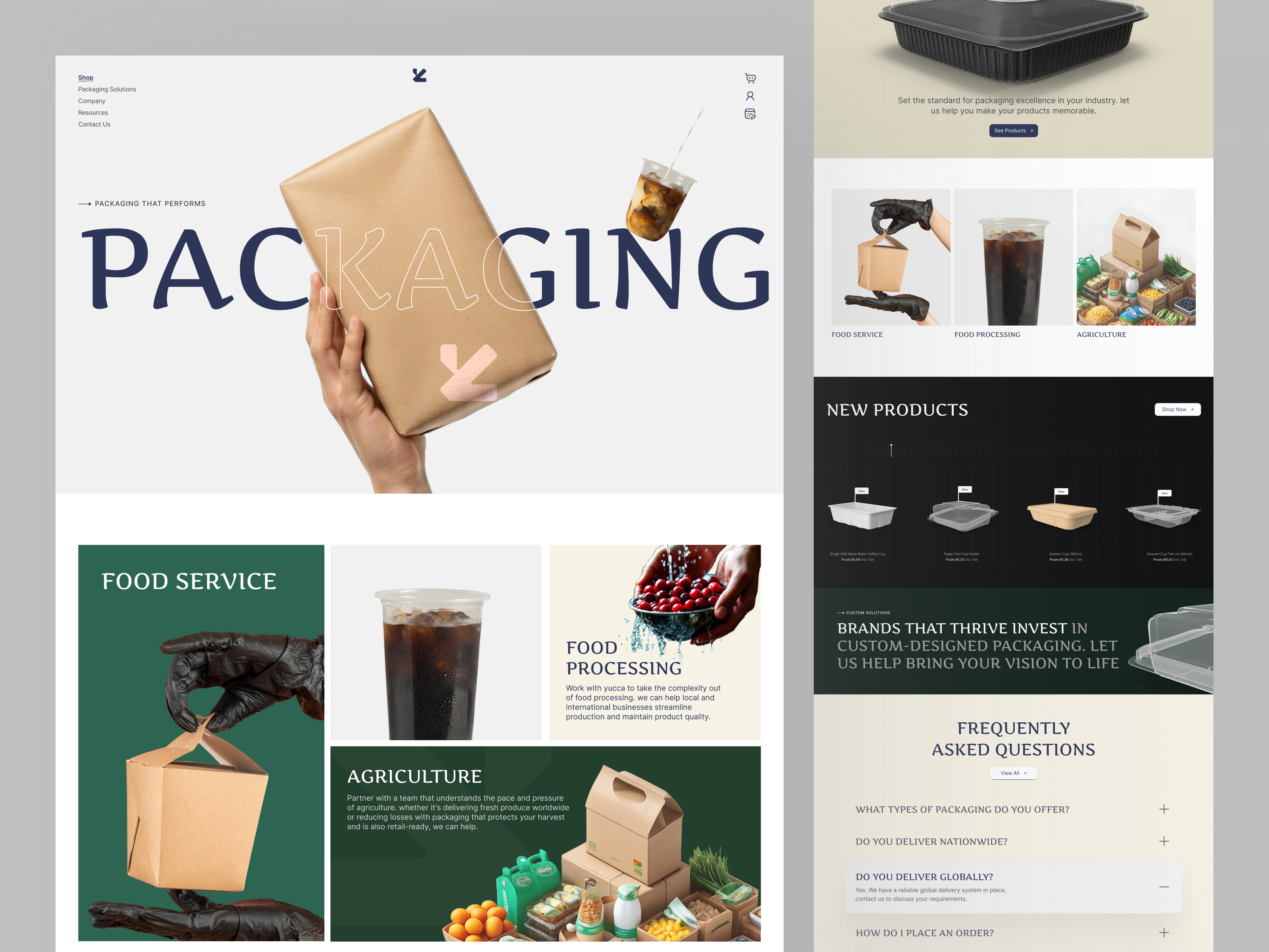 Example of Food Packaging Landing Page