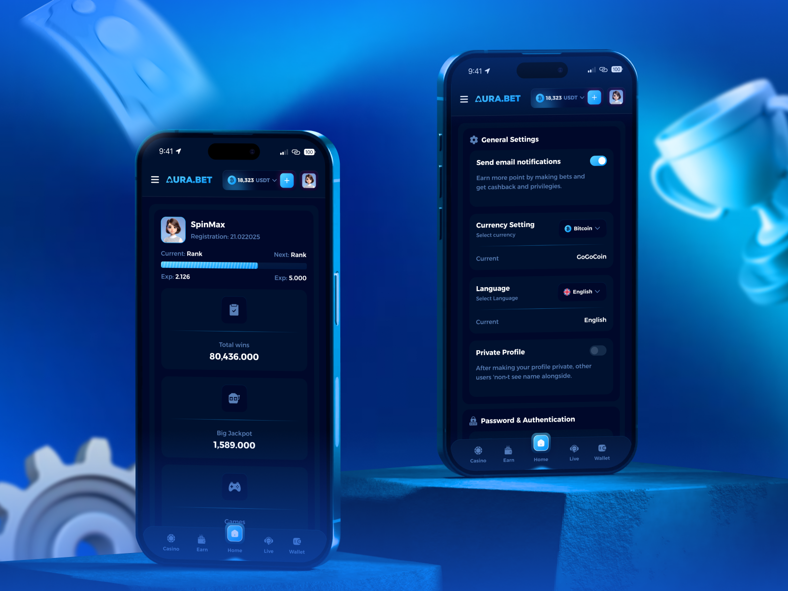 Casino Profile - Gambling app casino casino app casino profile gambling profile gaming profile mobile mobile app online casino page profile profile page profile ui