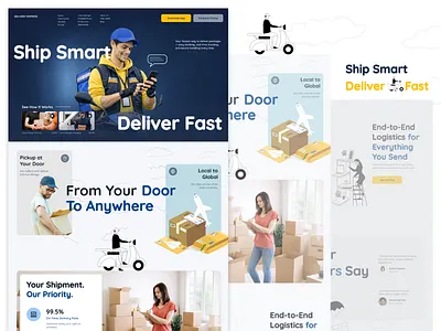 🚚 Ship Smart — Deliver Fast - Website Design Concept analyticsplatform b2bdesign conversiondesign courierwebsite dashboard digitalproduct fleetmanagement landingpage logistics logisticsui productdesign saasdesign startupwebsite ui webdesign websiteconcept