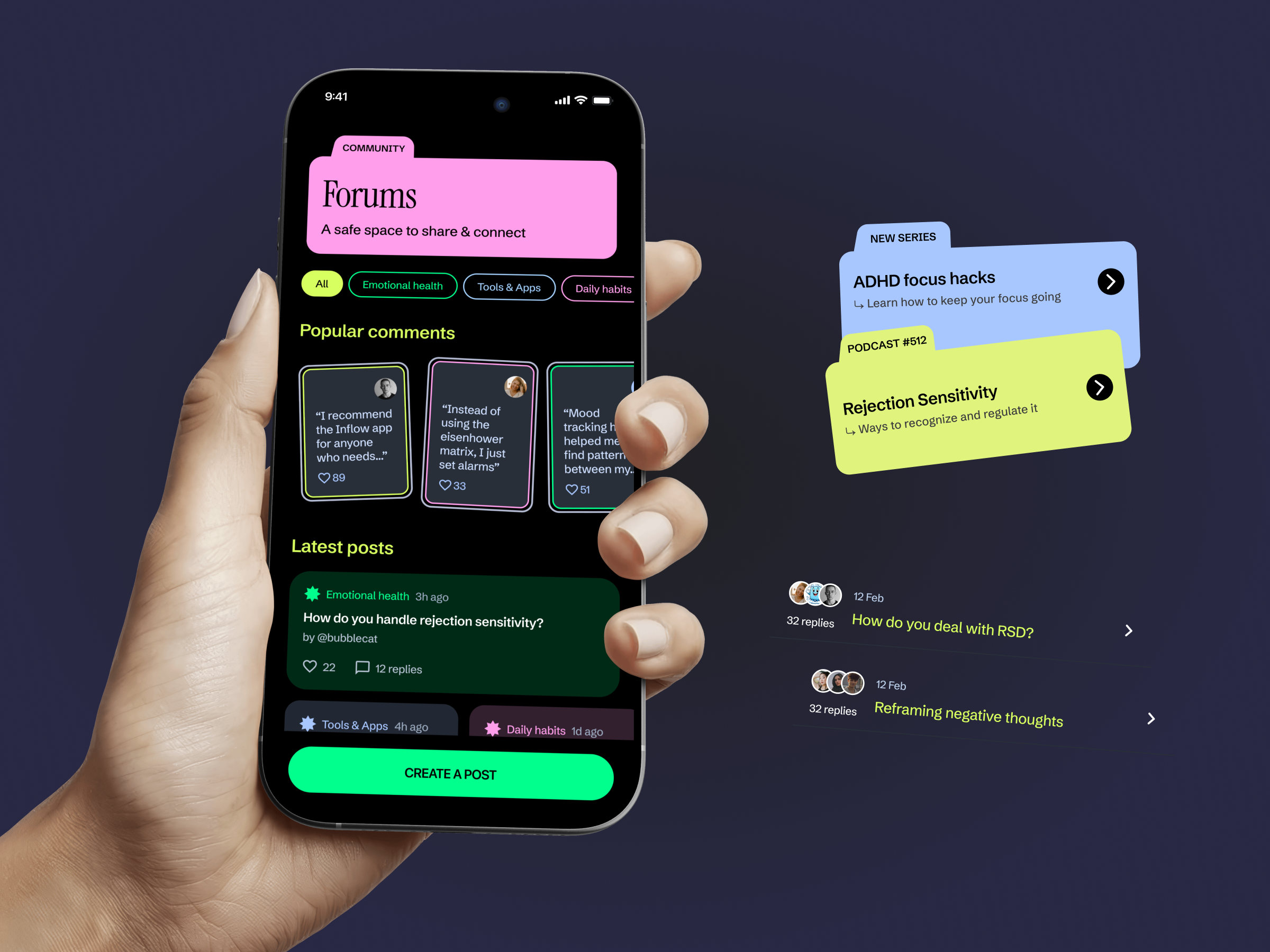 Mental health app forums