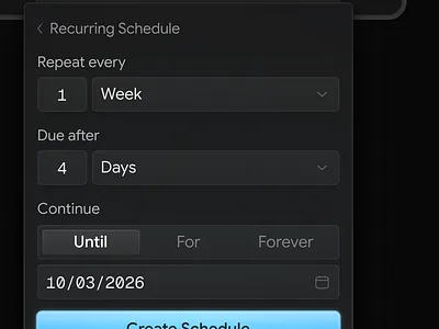 Recurring Schedule design figma ui uiux user experience ux uxui