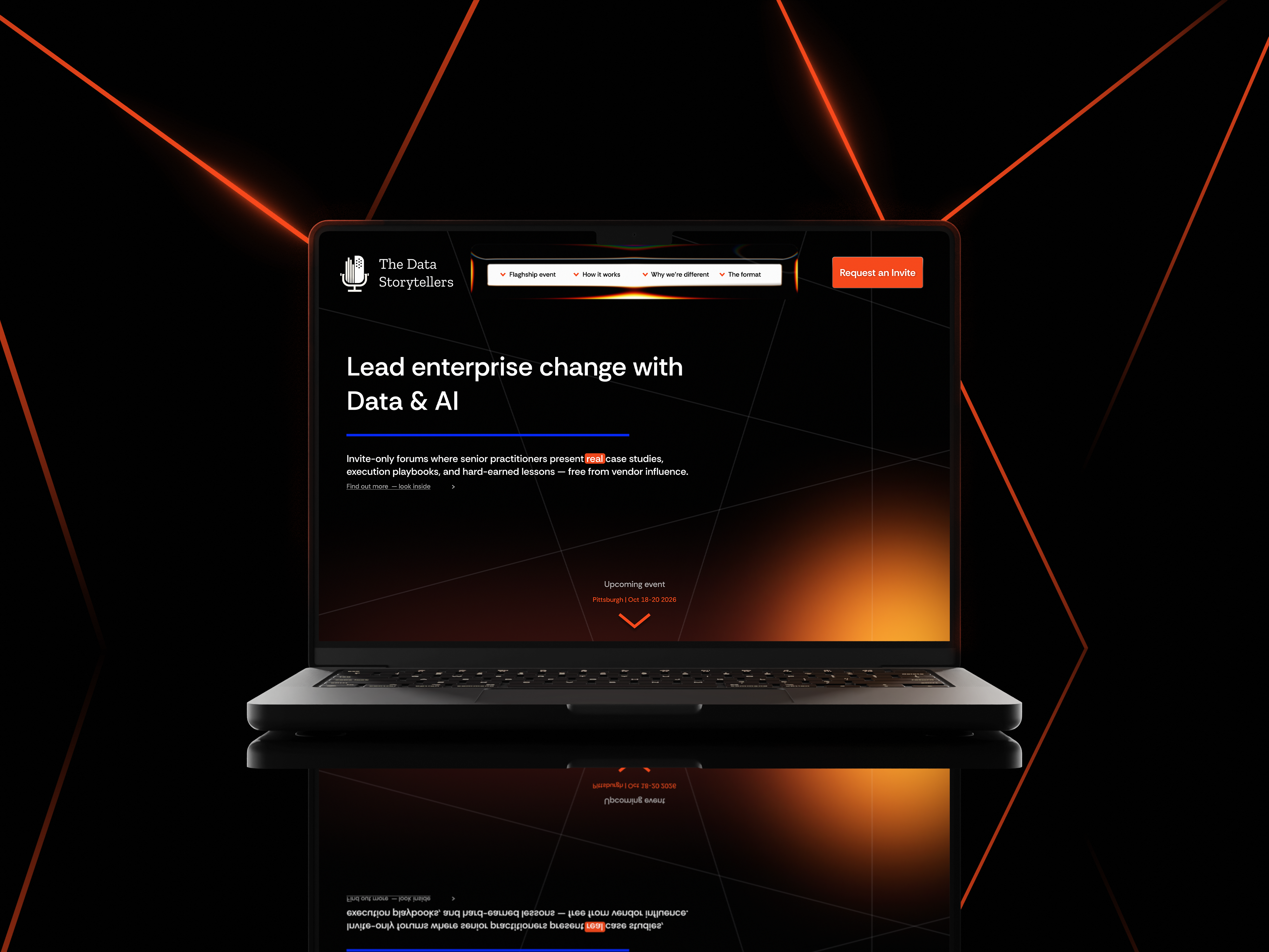The Data Storytellers landing page, website re-design