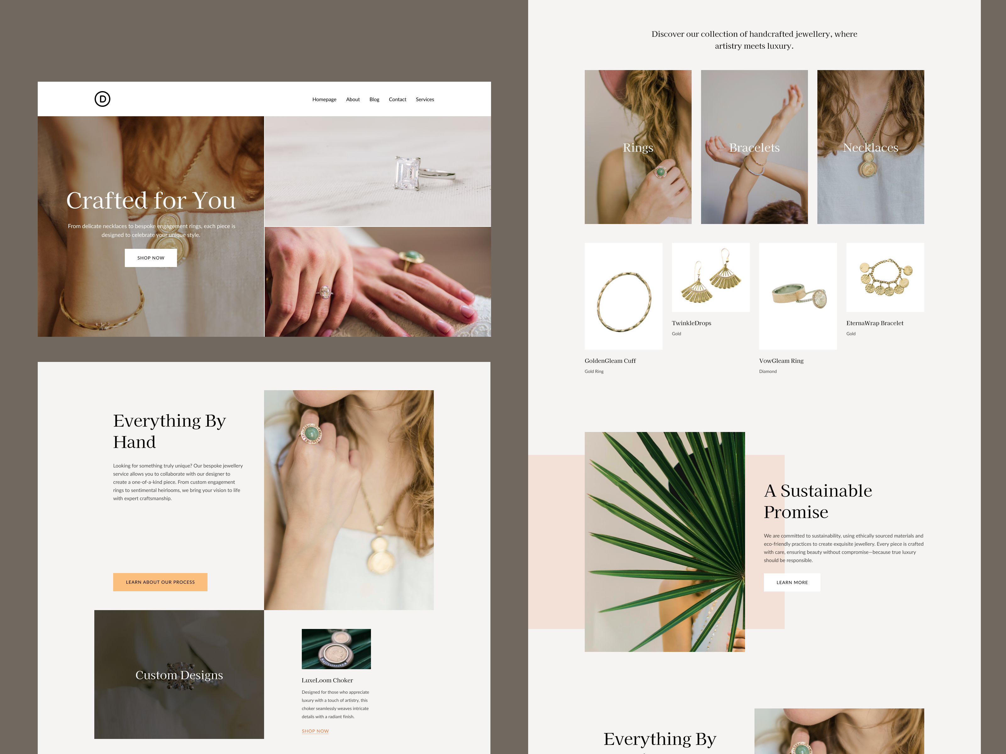 Example of Jewelry Designer Website Design for Divi