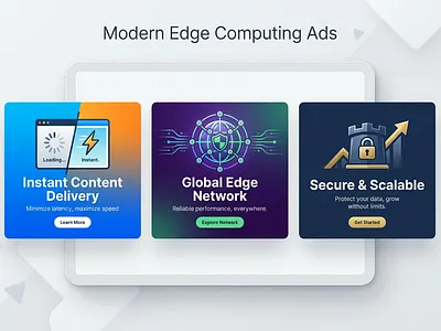Modern, Edge Computing Ads, UI Exploration. ad design dashboard ui gradient design landing page minimal design modern ui product design saas tech design ui cards ui design ux ui web design
