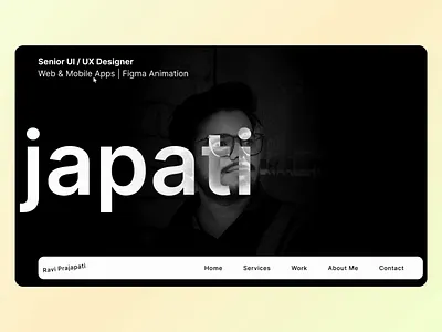 Personal Portfolio Hero Section – UI/UX Designer animation dark ui figma animation hero section interactive design micro interaction motion design portfolio website prototype design ui animation ui ux designer web animation