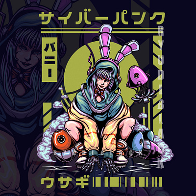 Bunny Girl artwork cyberpunk design design2020 designtshirt digitalart drawing graphic design illustration illustrator japanese japanesestyle mecha