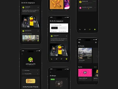 Zo Club community app app design book stay booking community coworking crypto ethereum events mobile app nft order food product design profile super app travel app ui design unlock door ux design web3 zo club
