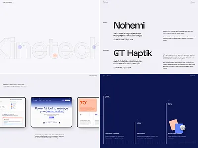 Kinetech branding pieces branding clean construction dashboard design illustration landing minimal realestate saas simple ui voit xandovoit