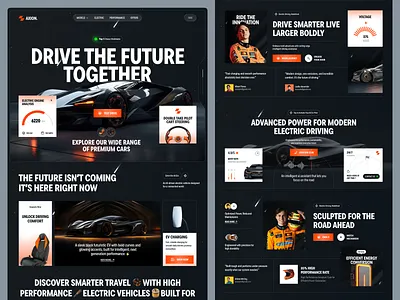 Axion - Futuristic Electric Car Landing Page Website aesthetic ui automotive design automotive ui dark ui electric electric car electric vehicle emobility ev charging ev design futuristic car high tech ui landing page landingpage luxury car tesla web design webdesign website design website designer