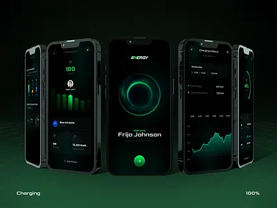 Energy Mobile App 3d agency animation branding design design agency graphic design illustration logo motion graphics ui ux vector