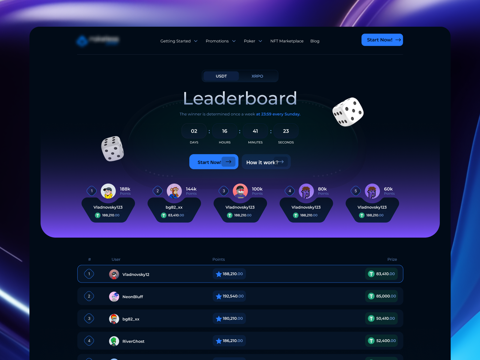 PokerRoom NFT Leaderboard