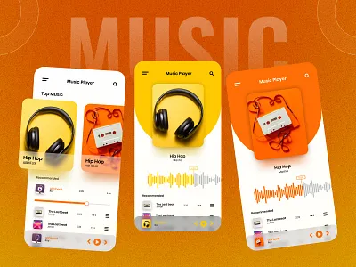 Modern Music Player App UI – Vibrant & Minimal Mobile Design app concept app ui audio app design mobile app design mobile ui music app music player ui product design startup app ui design
