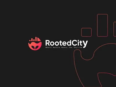 RootedCity Grow Forward. 3d blending nature and modern life branding logo progress symbolizing balance unity