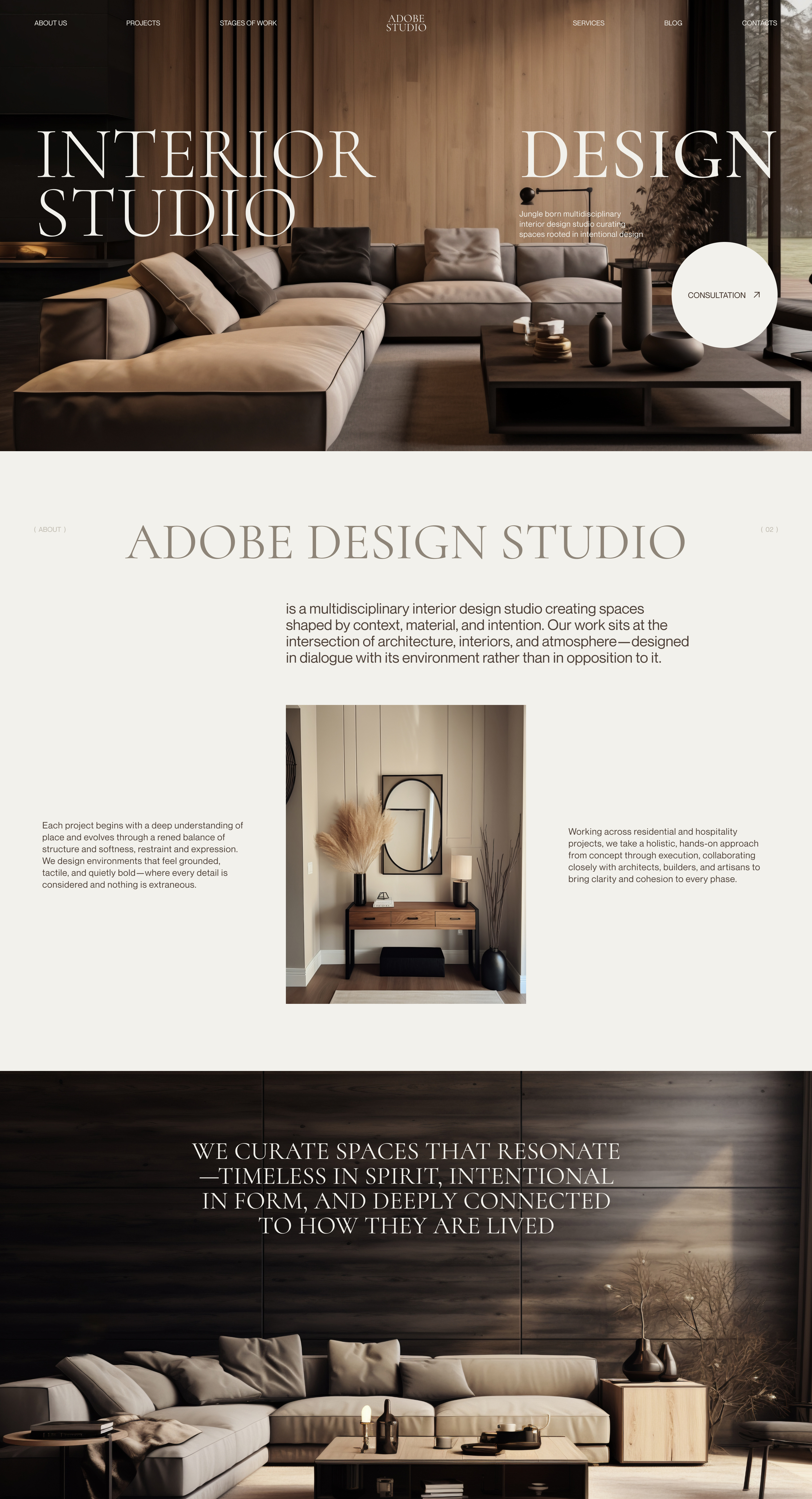 Concept design for an interior design studio branding corporate website design design site designsite figma landing page readymag ui design ux ui web design webdesign webflow website