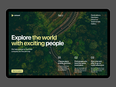 CoTravel – travel service website adventure clean color design desktop landingpage minimal nature service swiss style travel typography ui ui design ui treands ux web web design webdesign website design