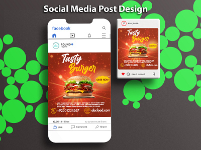 Food Social Media Design burger design facebook food food desing instagram post social media social media post design