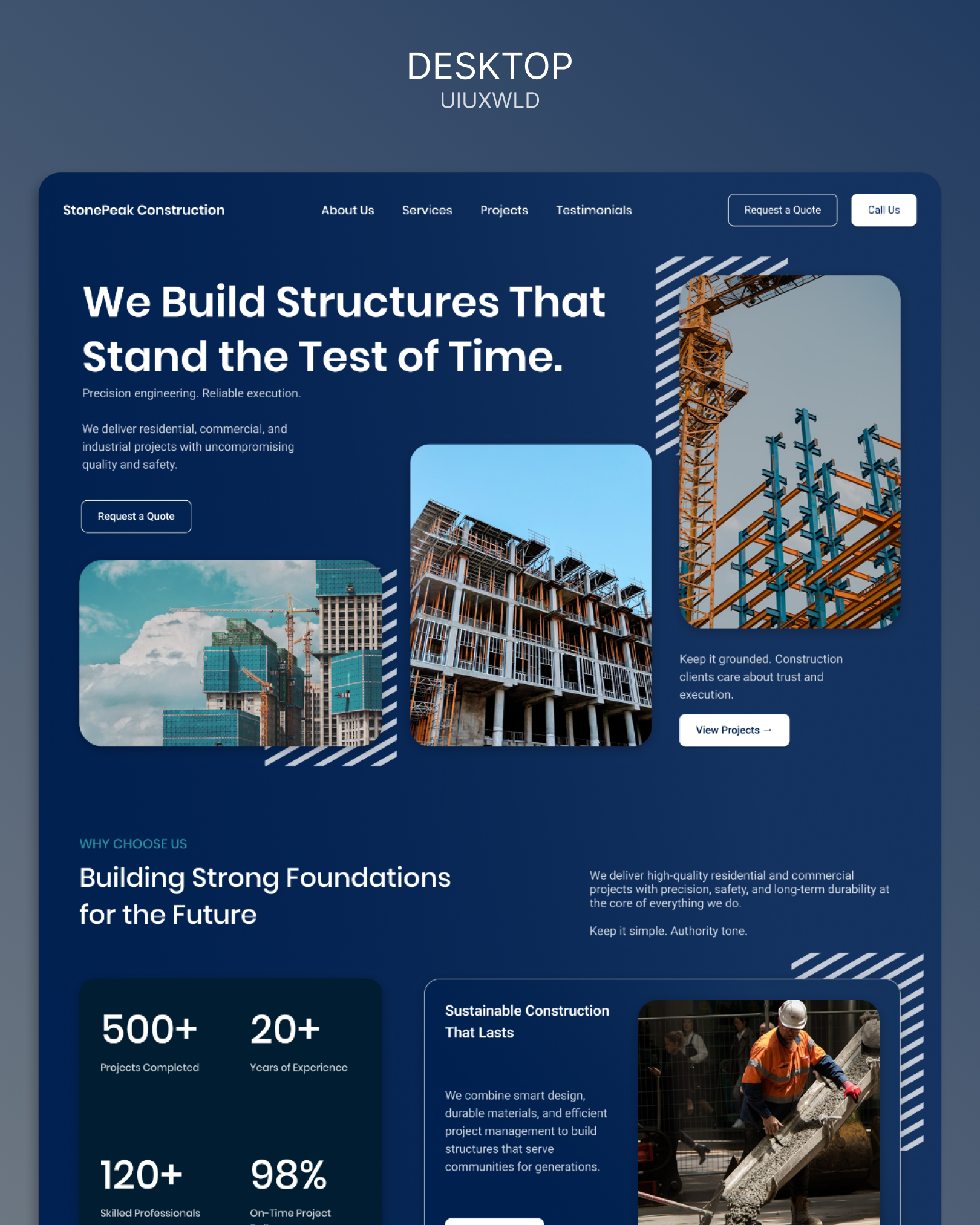 Landing Page Design for StonePeak Construction