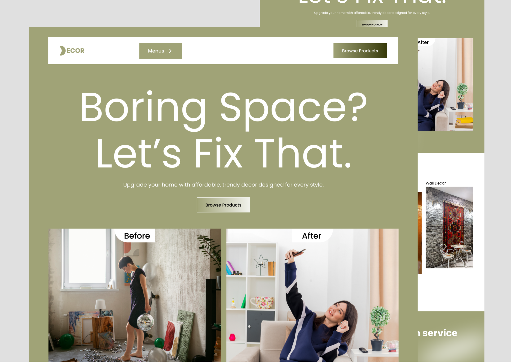 Home Decoration Service | Landing Page 2026 design hero herosection interiordesign landing page servicesection ui web website design
