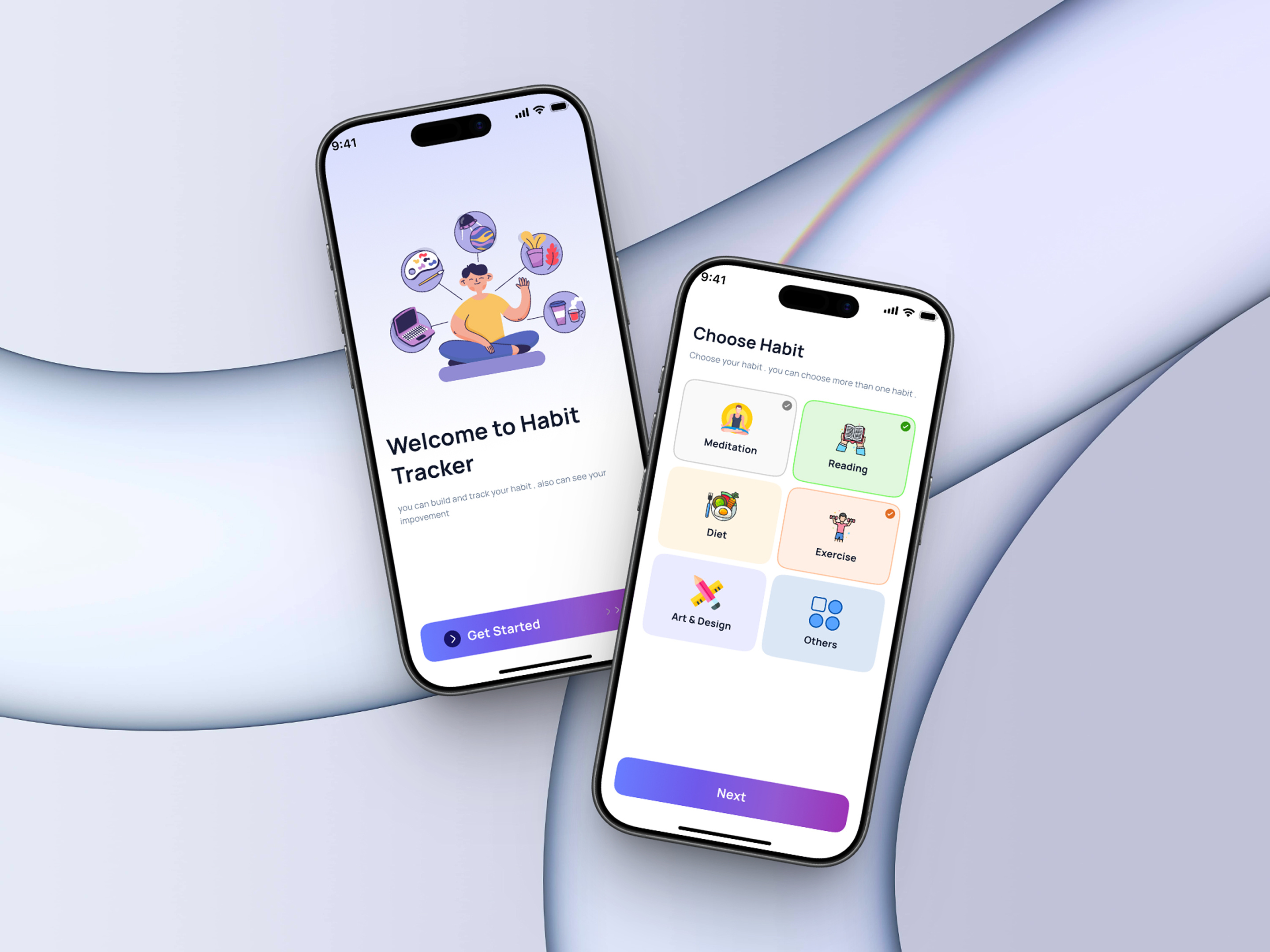 Habit Tracker Onboarding app branding habittracking illustration minimal onboarding productdesign ui ux