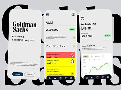 Goldman Sachs - Investment App bank finance graphic design mobile ui ux