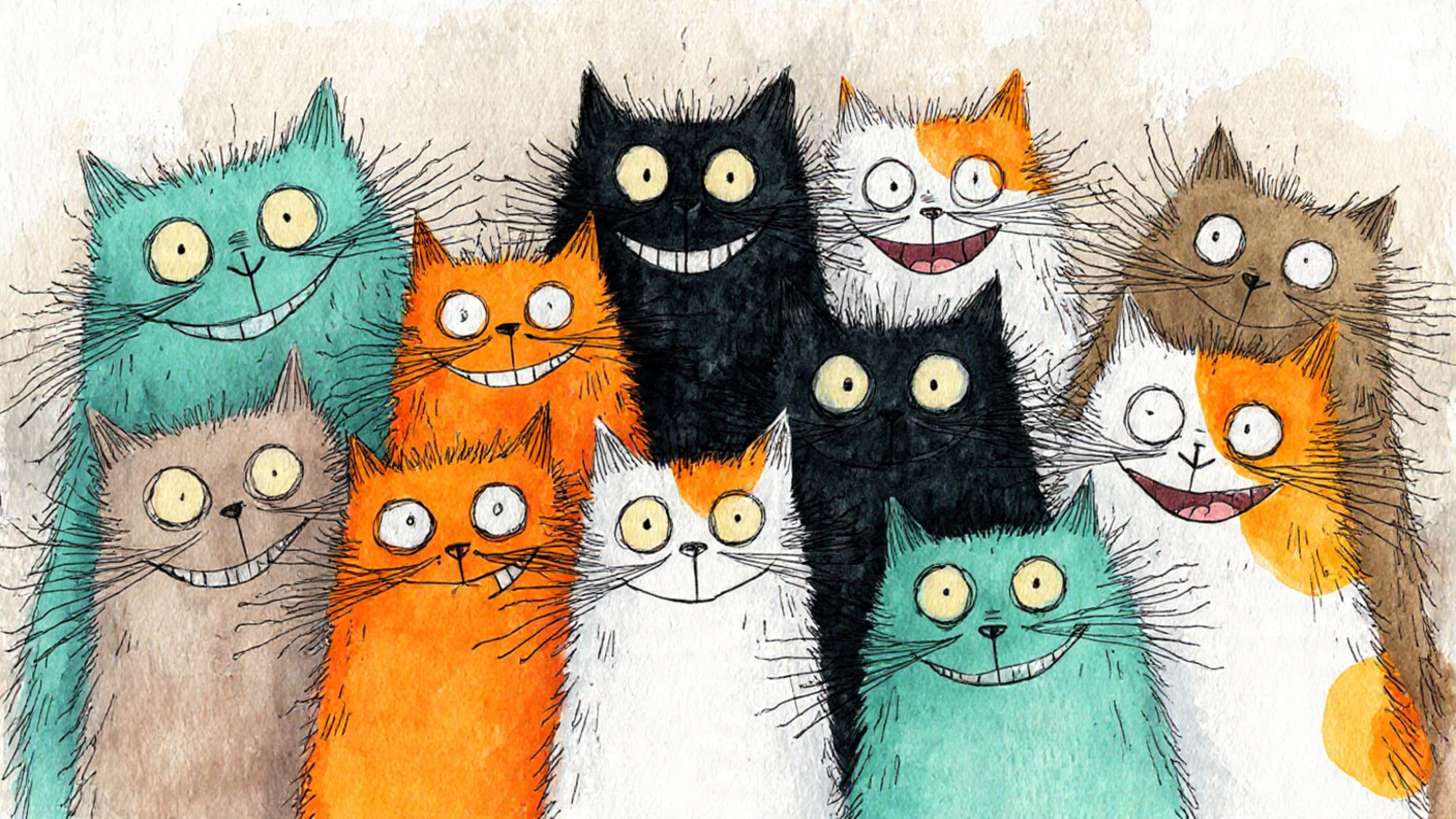 A Colorful Group of Cats