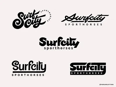 Surfcity Sporthorses: logo bold branding california calligraphy custom flow handlettering iconic identity lettering logo original premium process script sophisticated sporthorses type unique wordmark