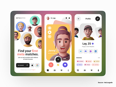 Mobile Design for Dating App android app application dating design figma illustration ios mobile ui uiux
