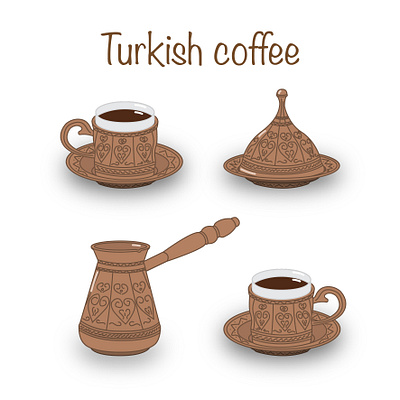 Turkish coffee illustration vector