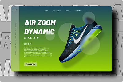 Nike Dynamic landing page design branding design illustration typography ui