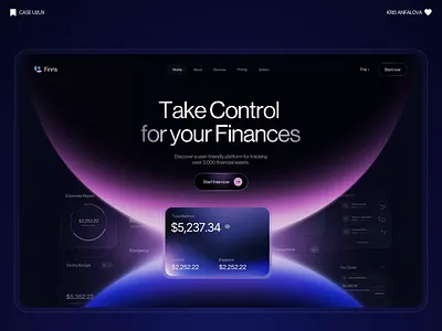 Personal Finance Landing Page animation crypto dark mode landing page finance fintech gradient homepage landing landing page main page neon landing design personal finance saas landing page saas website ui ui design web webdesign website