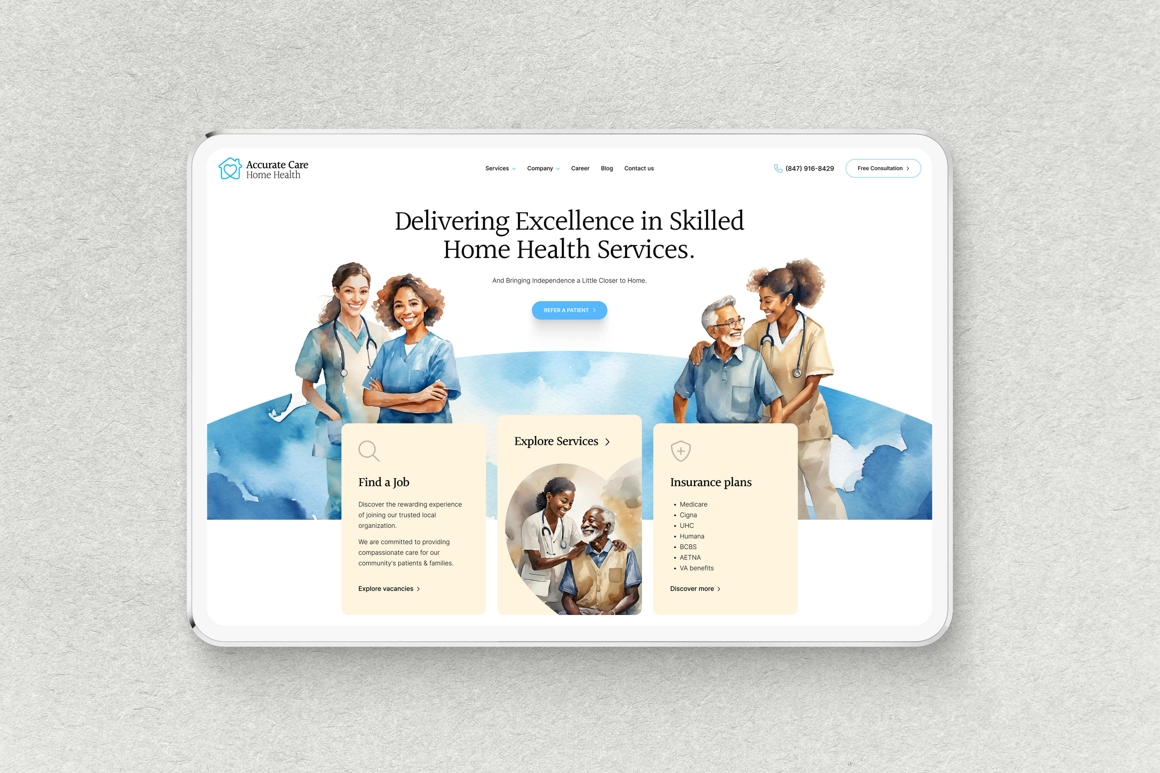 Website redesign for a Accurate Care Home Health