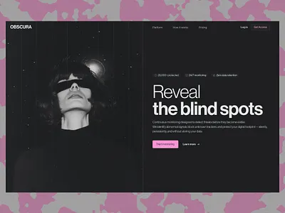 Security Platform - Hero Section animation darktheme herodesign heropage herosection image pink ui webdesign