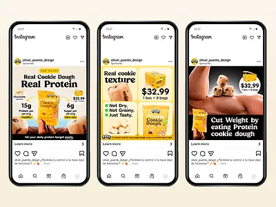 Facebook ads - Social Media Ads - Protein Cookie Dough ads creative advertising ecommerce ads facebook ads graphic design social media ads static ads