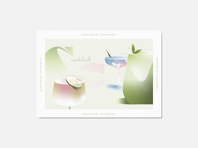 Postcard design–cocktails design graphic design illustration