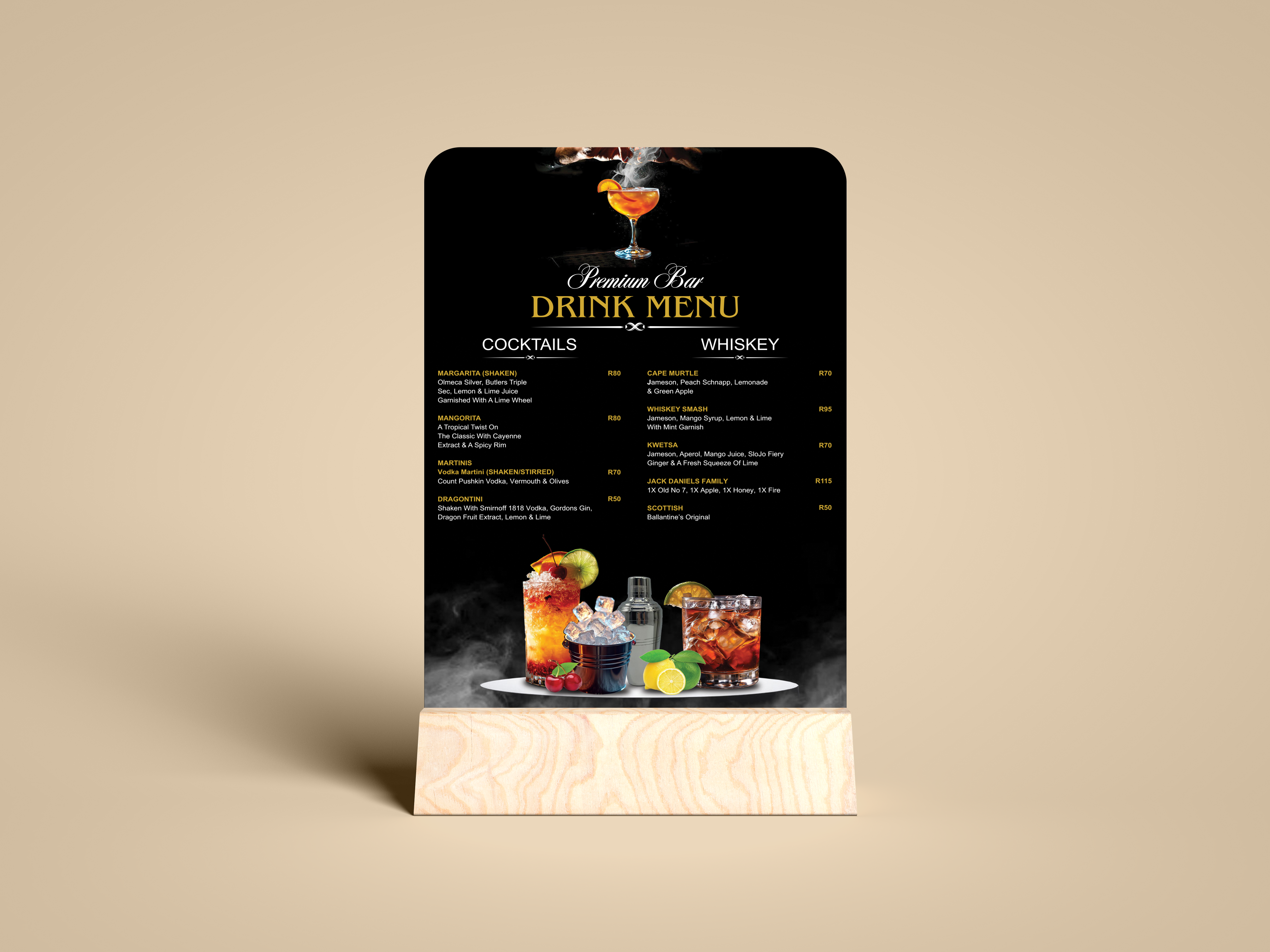 Modern and Elegant Style Premium Bar Drink Menu branding editorial design graphic design illustration information architecture marketing collateral print production typography vector visual identity