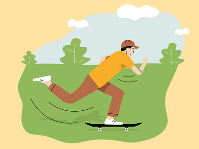 Скейтер adobeillustrator graphic design green illustration interactiondesign nature skate sport vector yellow природа скейт скейтер