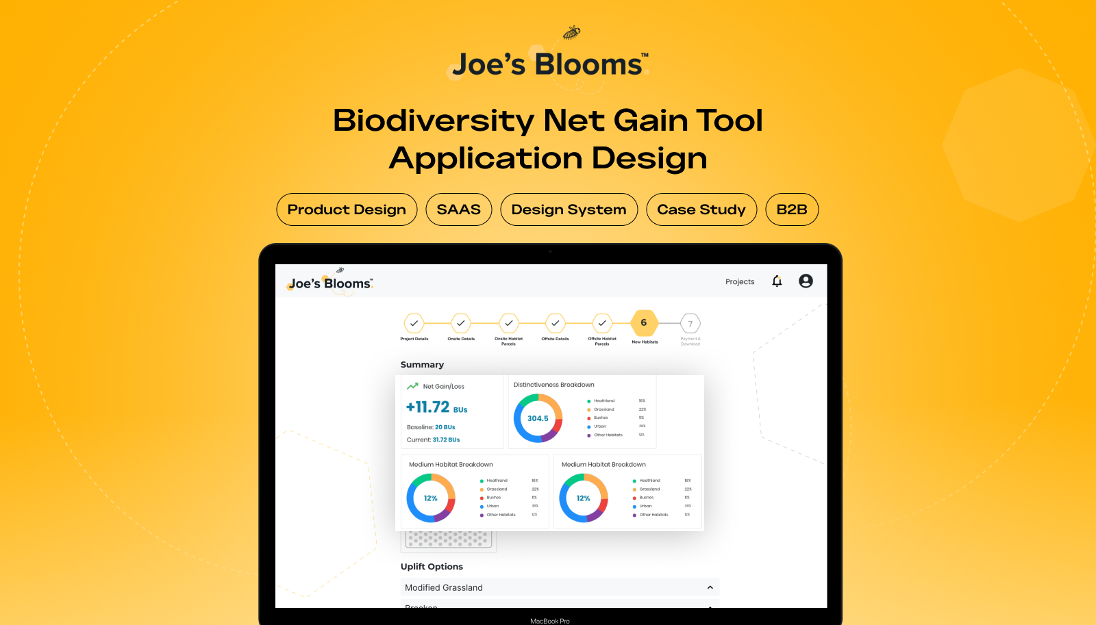 Joe's Blooms - Biodiversity Net Gain App design - Case Study adobe xd b2b case study design system figma product design saas ux