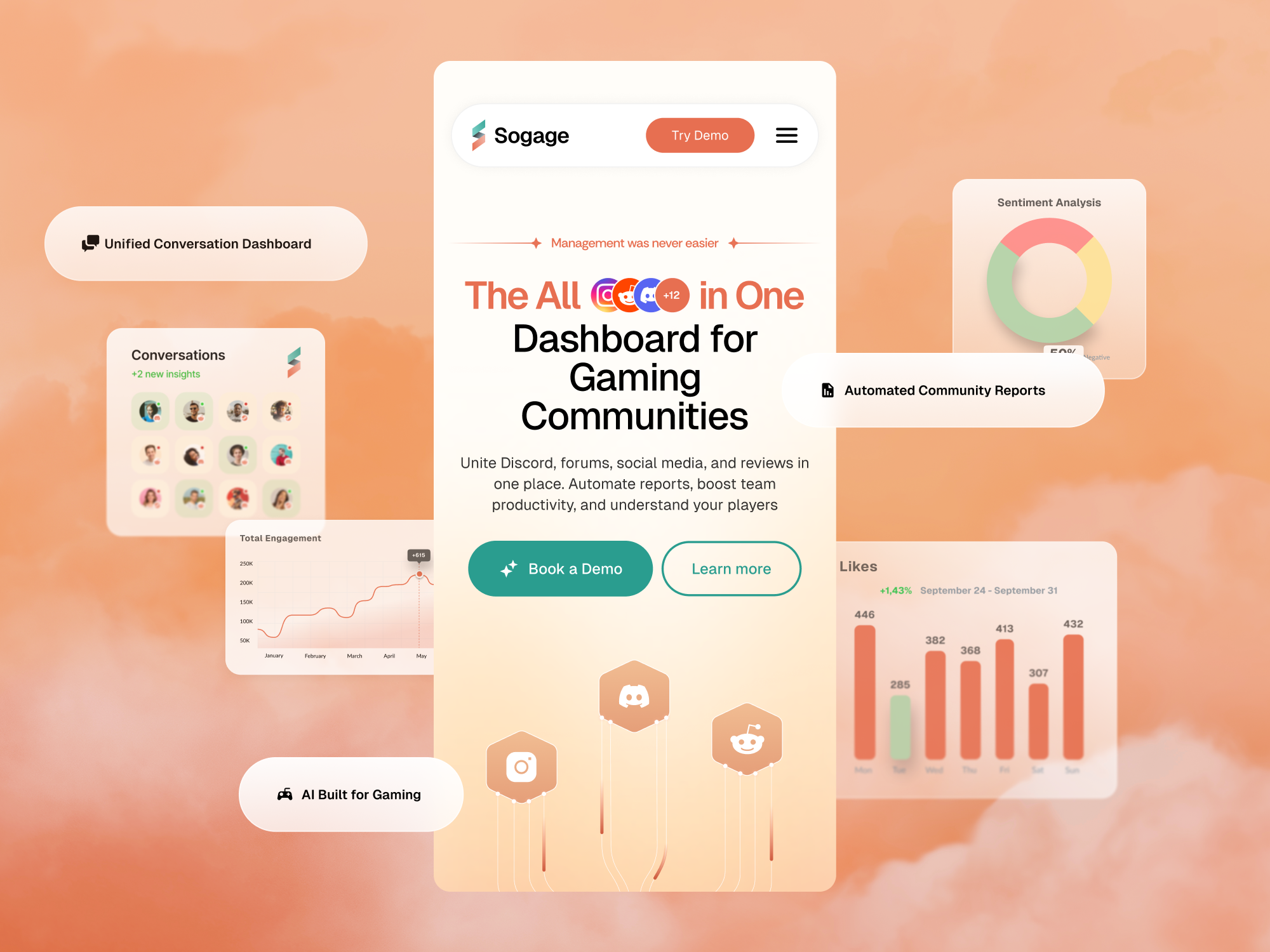 Sogage | AI Gaming Community Dashboard & Mobile UI ai b2b figma framer landing page redesign responsive design saas startup ui ux webdesign webflow website website design wordpress