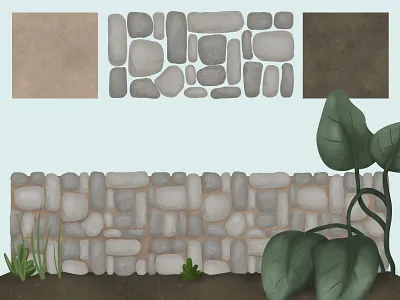 Hand - Painted Stylized Stone Wall — Seamless Game Texture 2d game art environment art game art game texture hand painted seamless texture stone wall texture design tileable texture