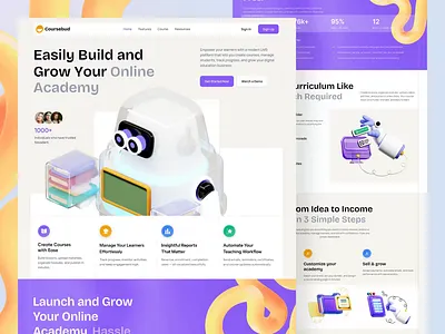 Coursebud - Course Creator Landing Page 3d modeling animation course builder course creator course platform curriculum builder digital education edtech education landing page learning management system learning path lesson lesson module online academy online course saas student udemy web design
