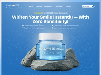 PurelyWHITE Deluxe Whitening Product branding graphic design ui
