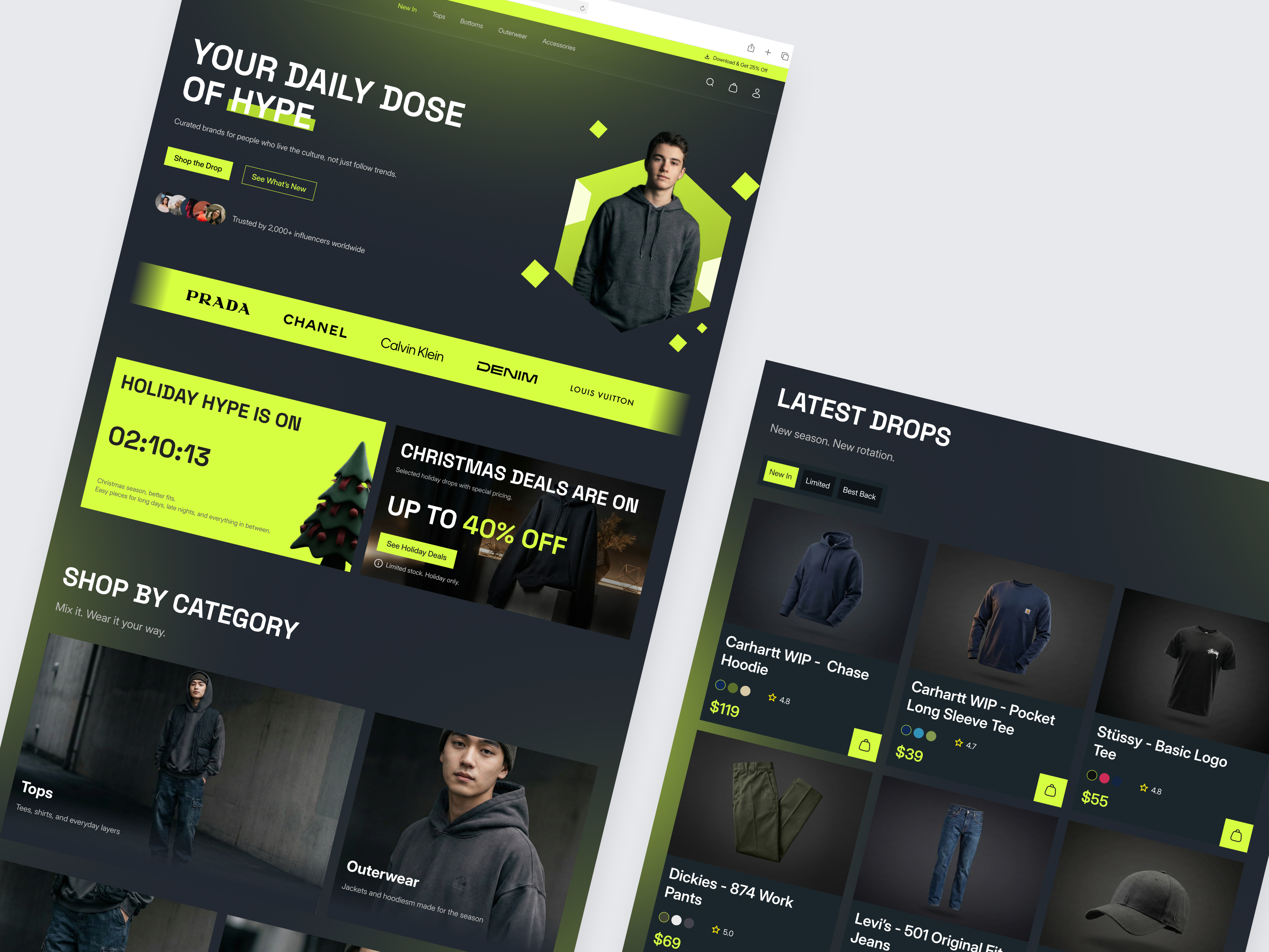 HYPEO - Streetwear Ecommerce Website ecommerce fashion graphic design landing page outfit responsive web design scalixa studio ui design ux design webdesign website
