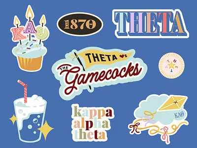 Kappa Alpha Theta + University of South Carolina - Stickers cupcake digital illustration gamecocks kite stickers theta university of south carolina