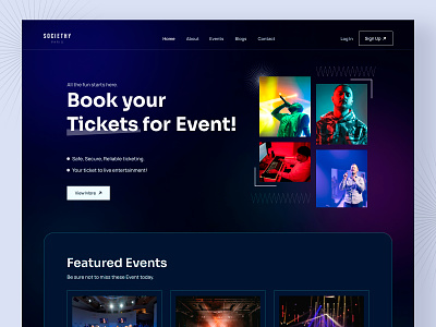 Societhy - Events Website | Dark booking clean concert conference creative dark event event app festival landing page meeting modern music festival playlist streaming ticket ticket booking ui ux web design