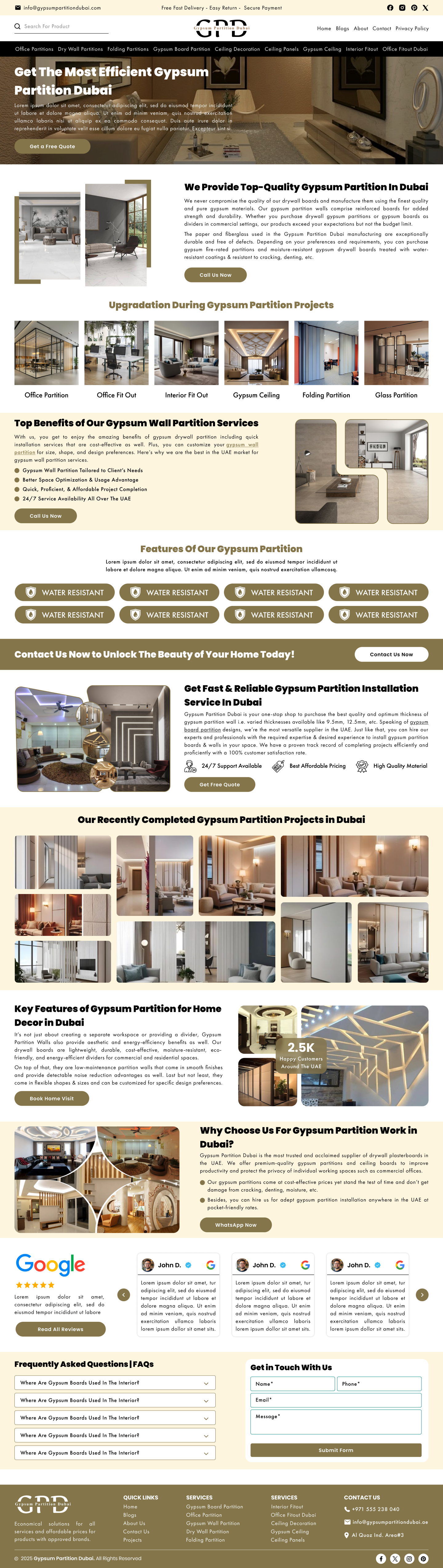 Interior Fit Out Website UI Design ecommerce website fit out fit out website fitout website gypsum partition interior design interior design website interior partition website landing page