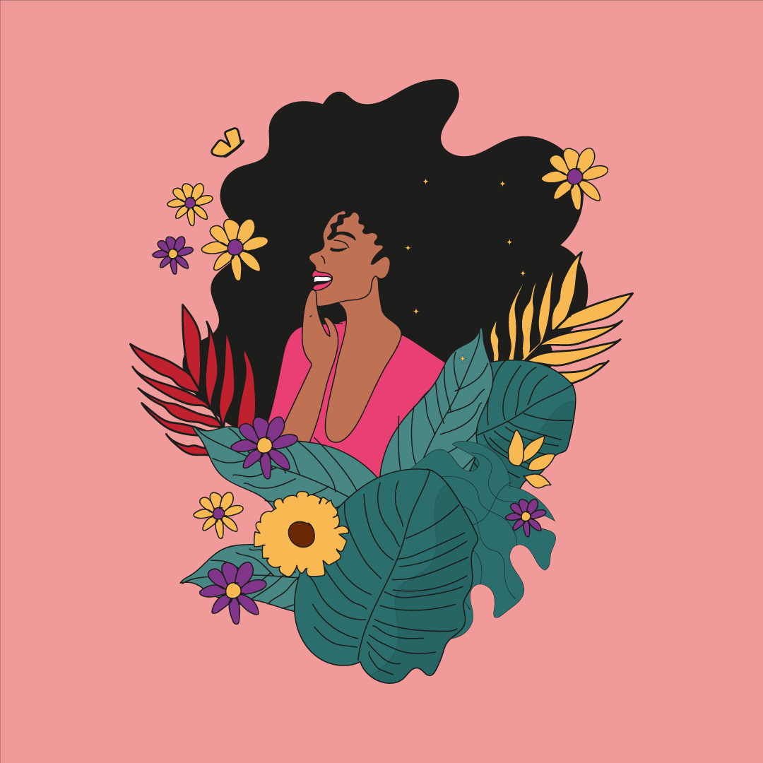 Woman Illustration art black woman blanck women editorial flat graphic design illustration vector