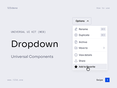 Universal UI Kit (Web) v3.0 → Dropdown 123done clean design design system dropdown figma guide how to use menu minimalism tips tutorial ui ui kit ui tip uikit universal ui kit