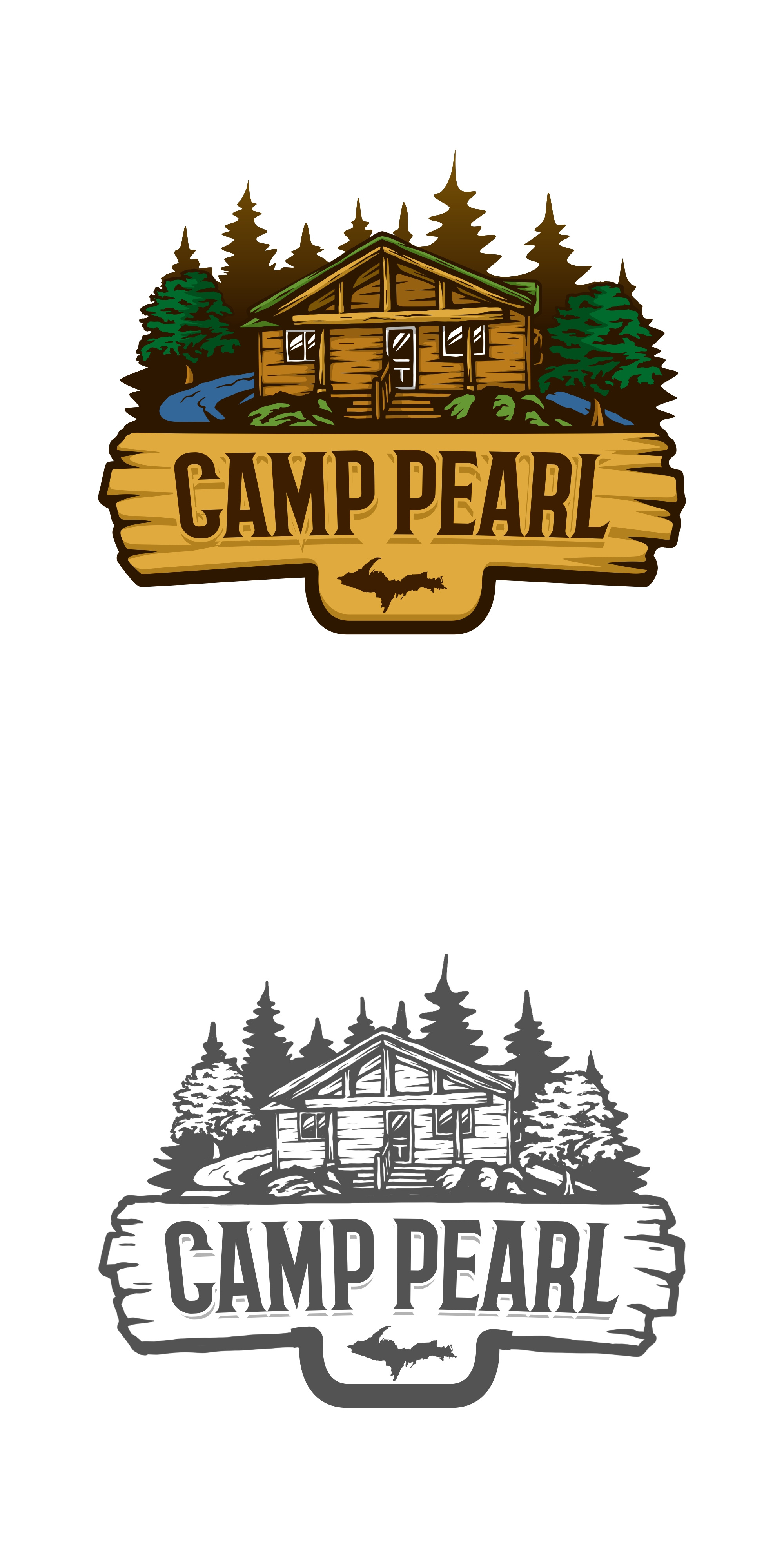 Design Project - Camp Pearl branding business cartoon design forest home house illustration isolated log logo nature tree ui vector white wood