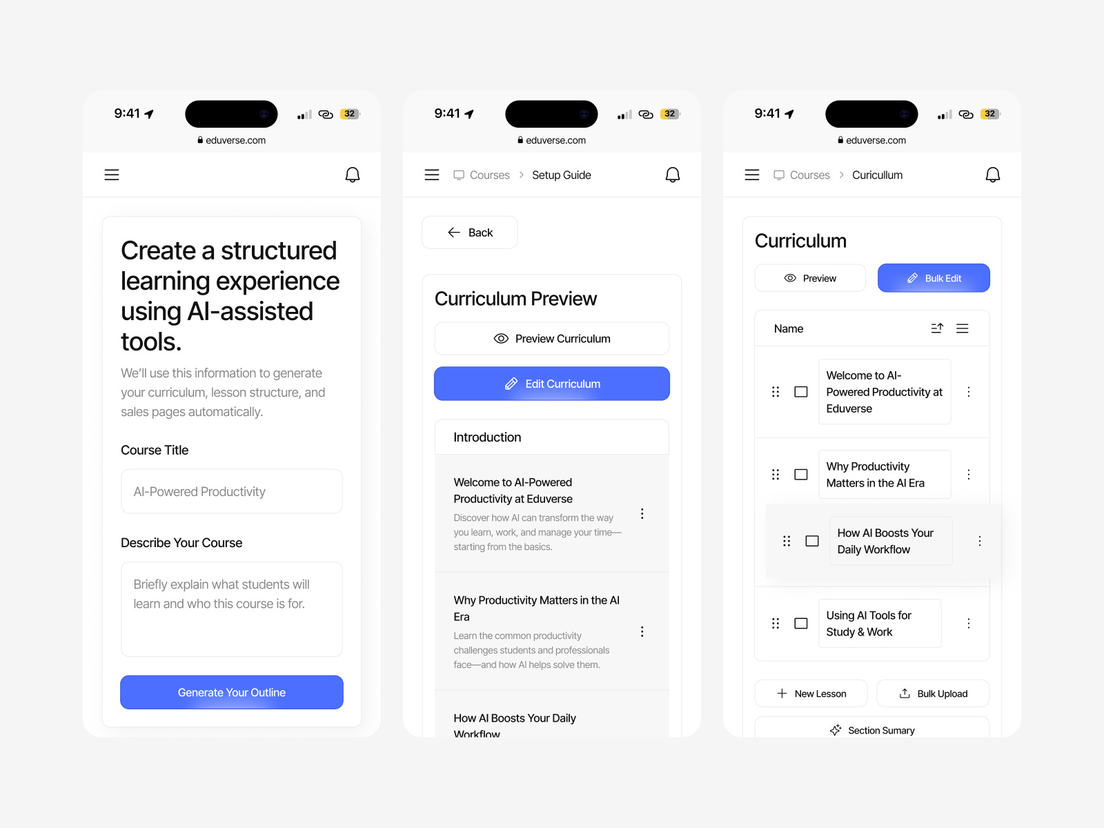Example of Ai For Online Course (Edutech) Web App