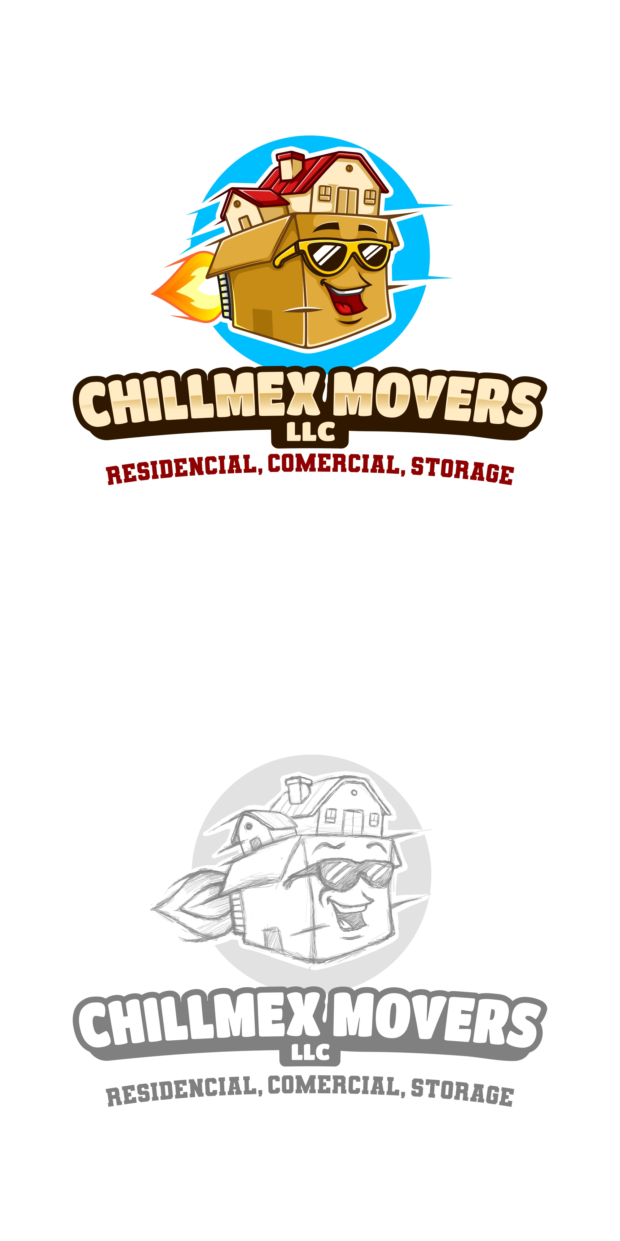 Design Project - Chillmex Movers box branding business cartoon design home house illustration isolated logo movers moving packing relocation ui vector white